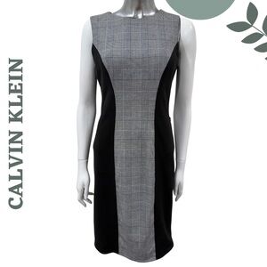 Calvin Klein Black & Grey Plaid Sheath Dress – Size 2